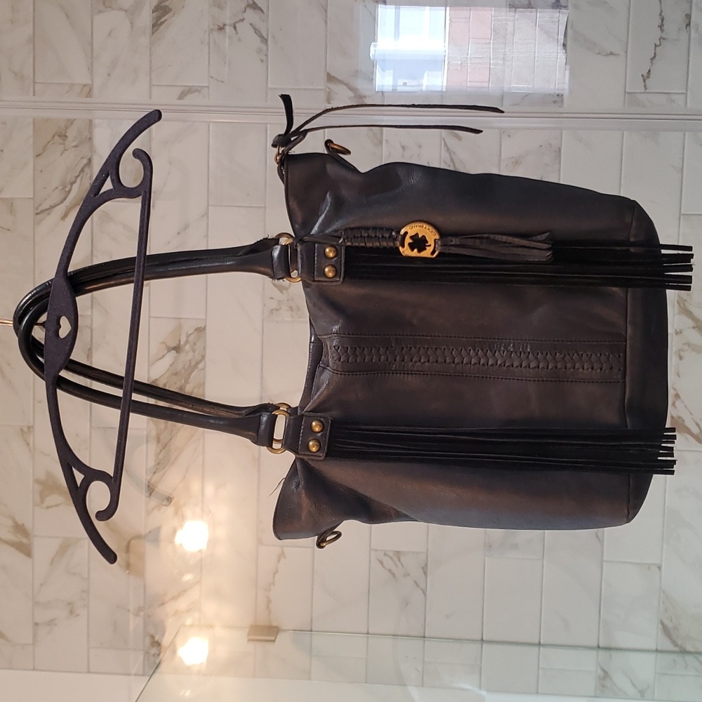 Lucky Brand Navy Blue Leather Bucket Bag